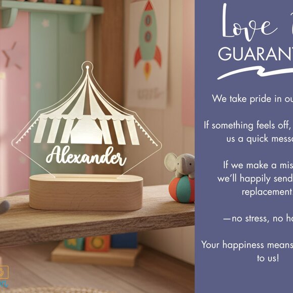 Circus Custom Name Light • Personalized LED Decor • Boy/Girl Kids Gift - Picture 6 of 8